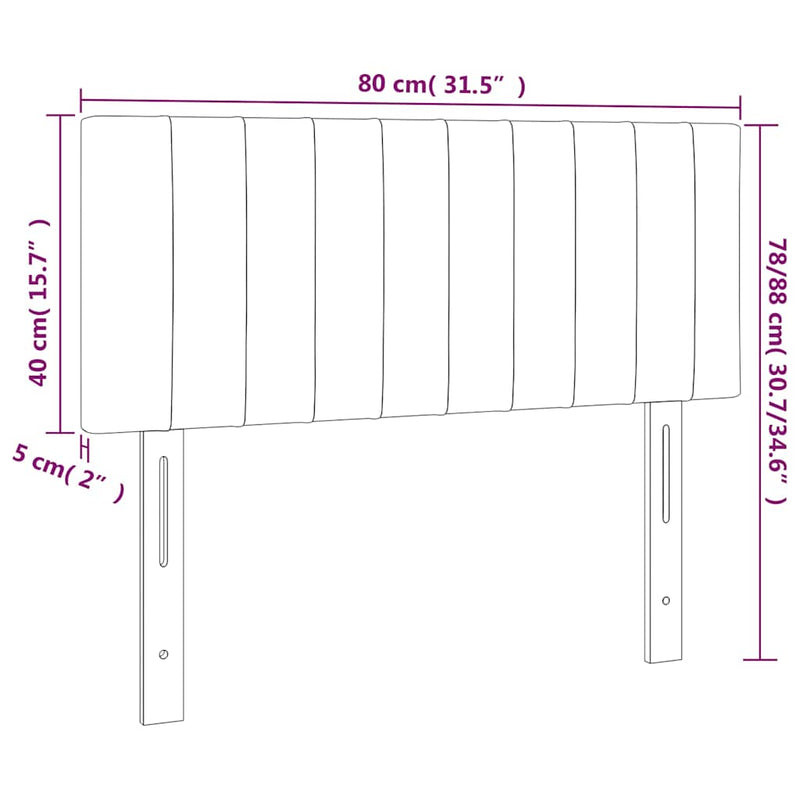 Tăblie de pat cu LED, crem, 80x5x78/88 cm, textil