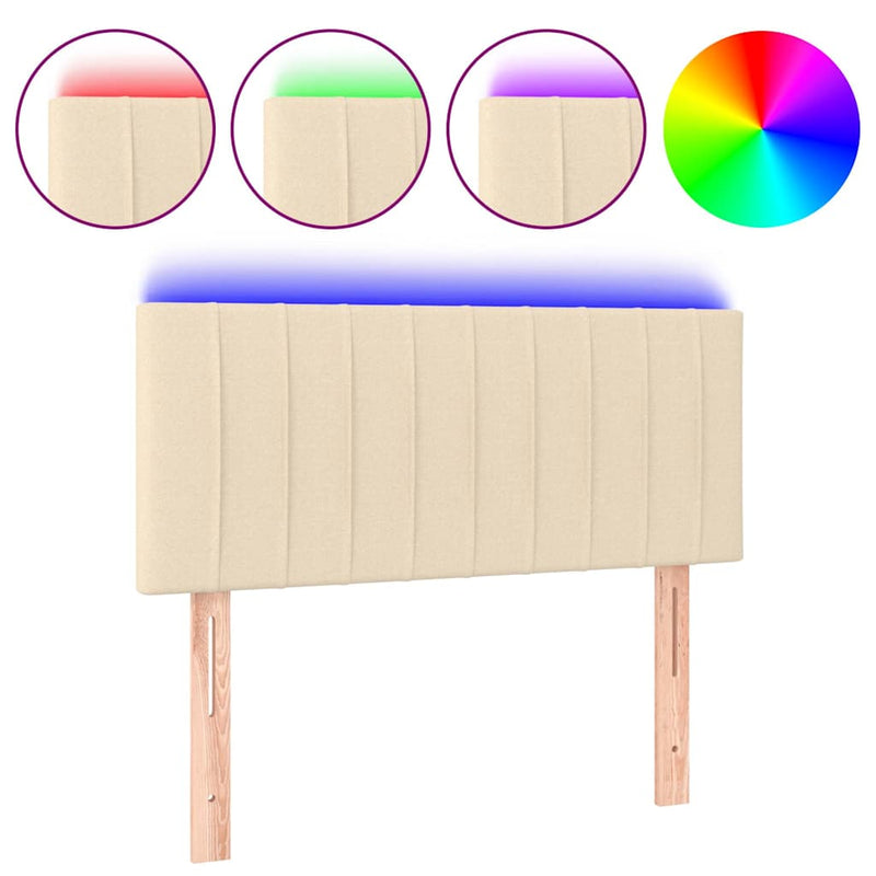Tăblie de pat cu LED, crem, 100x5x78/88 cm, textil