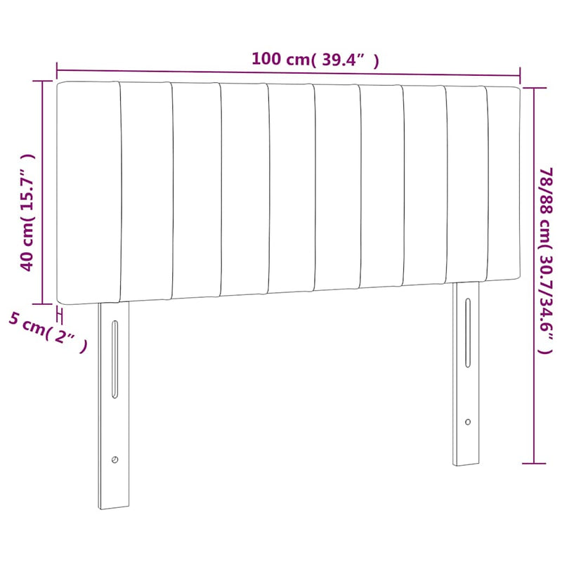 Tăblie de pat cu LED, crem, 100x5x78/88 cm, textil