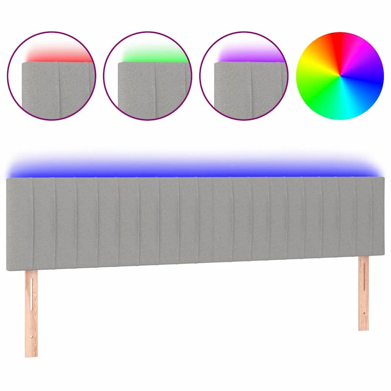 Tăblie de pat cu LED, gri deschis, 160x5x78/88 cm, textil