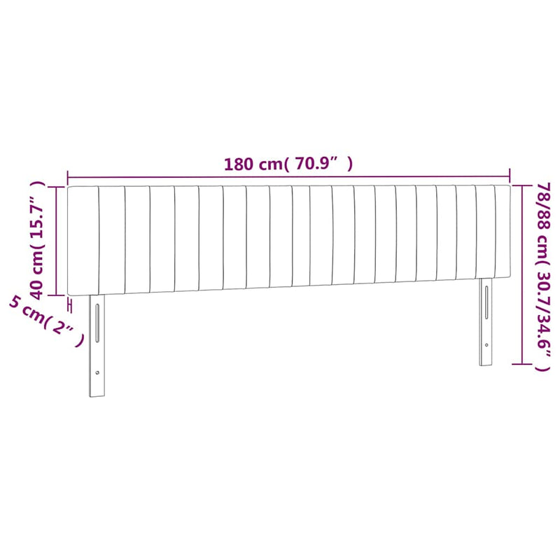 Tăblie de pat cu LED, albastru, 180x5x78/88 cm, textil