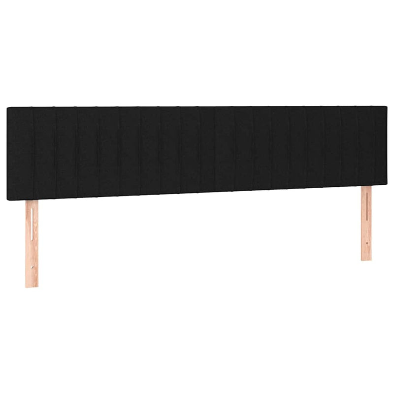 Tăblie de pat cu LED, negru, 200x5x78/88 cm, textil