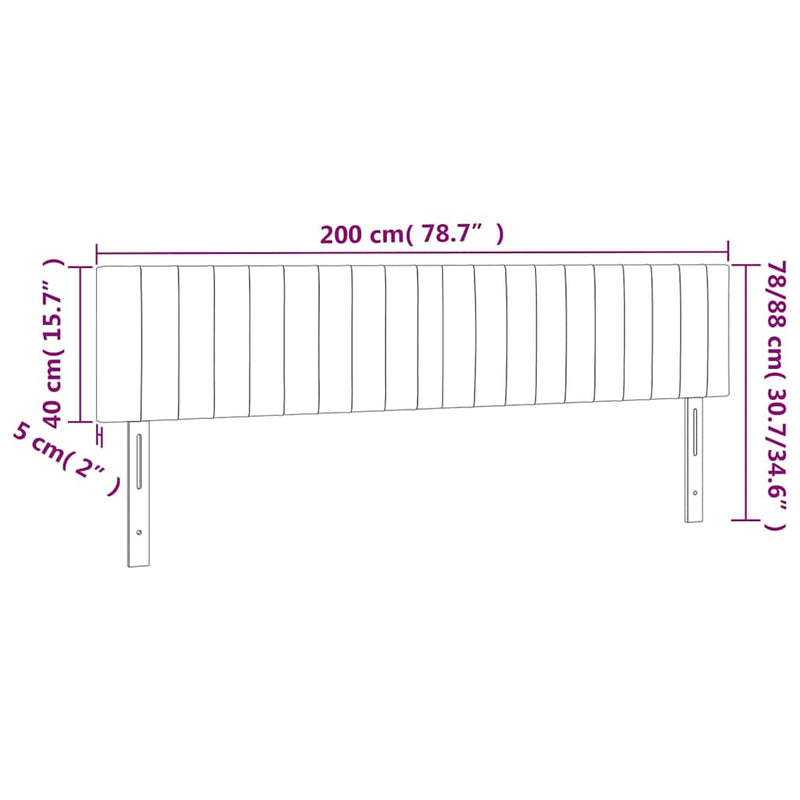 Tăblie de pat cu LED, negru, 200x5x78/88 cm, textil
