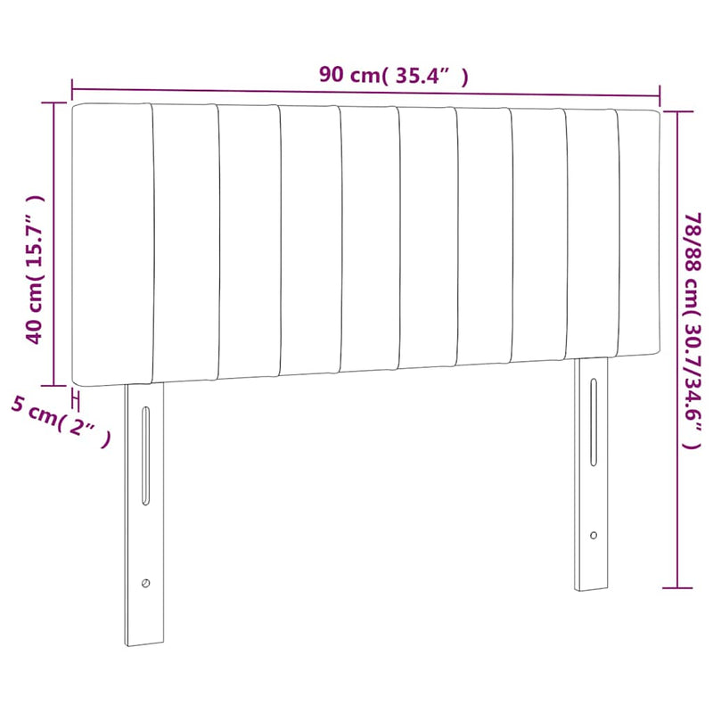 Tăblie de pat cu LED, gri deschis, 90x5x78/88 cm, catifea