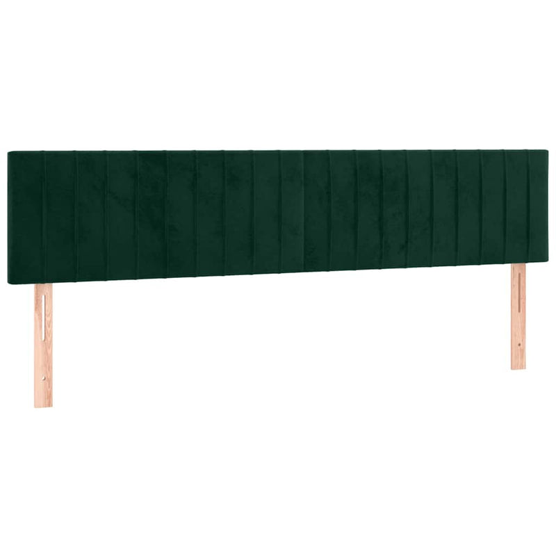 Tăblie de pat cu LED, verde închis, 200x5x78/88 cm, catifea