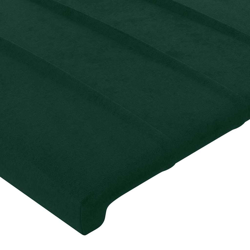 Tăblie de pat cu LED, verde închis, 200x5x78/88 cm, catifea