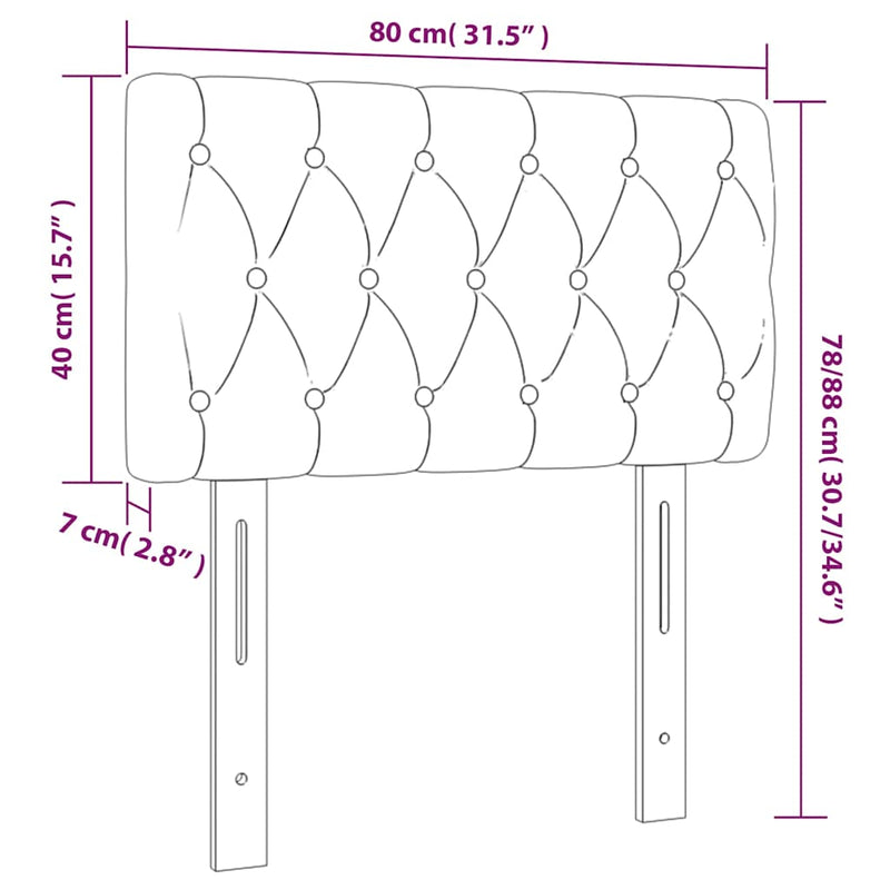 Tăblie de pat cu LED, crem, 80x7x78/88 cm, textil