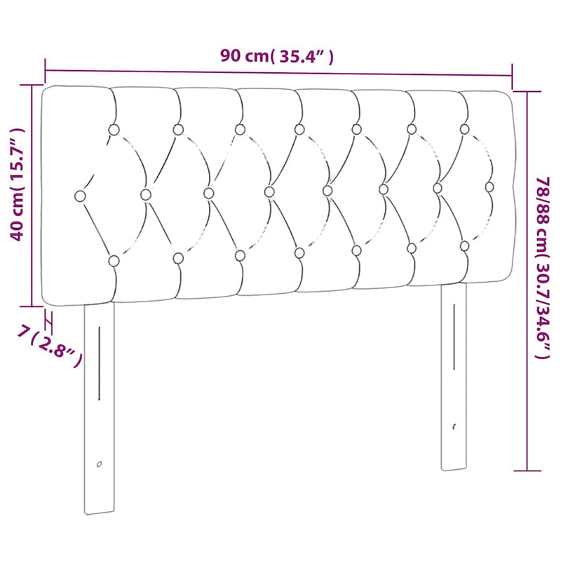 Tăblie de pat cu LED, albastru, 90x7x78/88 cm, textil
