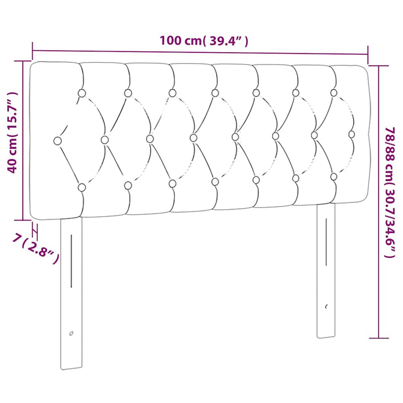 Tăblie de pat cu LED, maro închis, 100x7x78/88 cm, textil