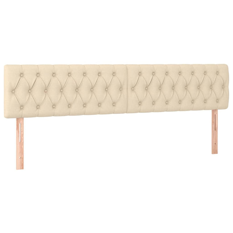 Tăblie de pat cu LED, crem, 200x7x78/88 cm, textil