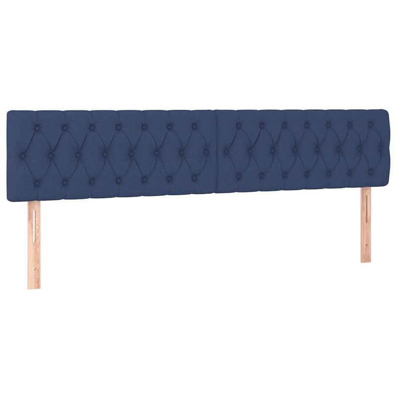 Tăblie de pat cu LED, albastru, 200x7x78/88 cm, textil