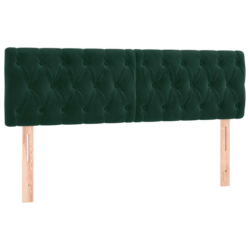 Tăblie de pat cu LED, verde închis, 144x7x78/88 cm, catifea