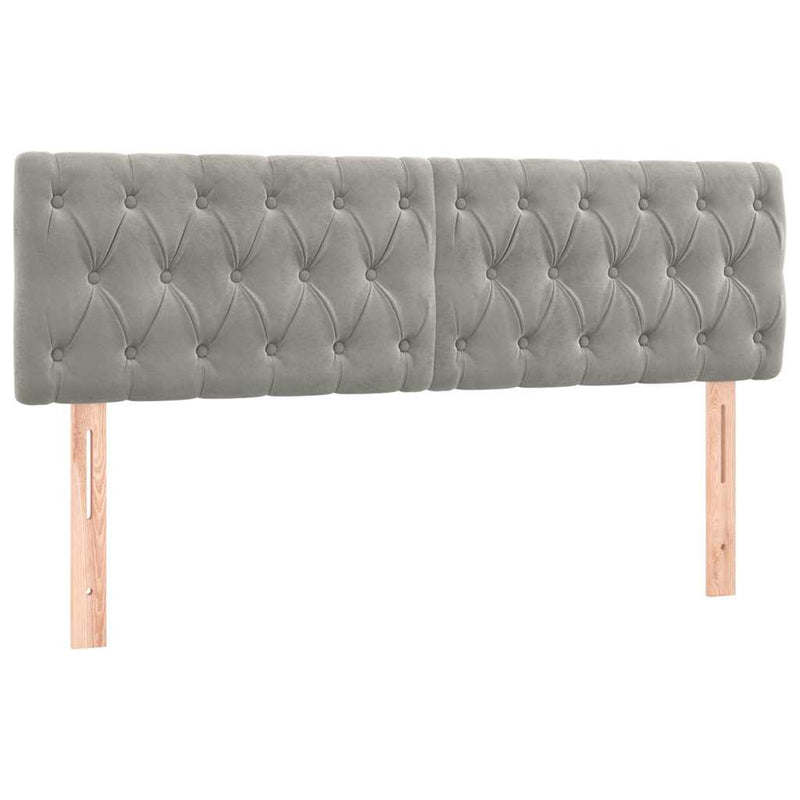Tăblie de pat cu LED, gri deschis, 160x7x78/88 cm, catifea