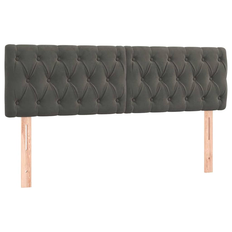 Tăblie de pat cu LED, gri închis, 160x7x78/88 cm, catifea