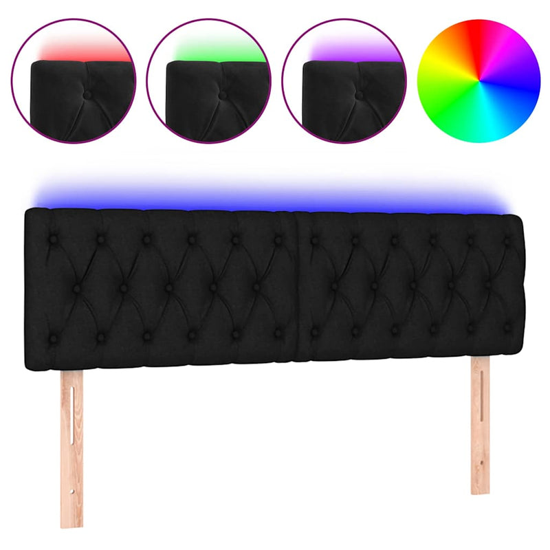 Tăblie de pat cu LED, negru, 160x7x78/88 cm, catifea