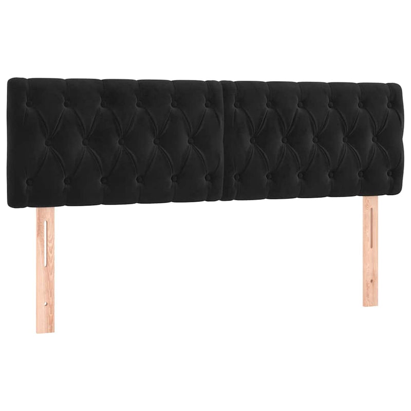 Tăblie de pat cu LED, negru, 160x7x78/88 cm, catifea