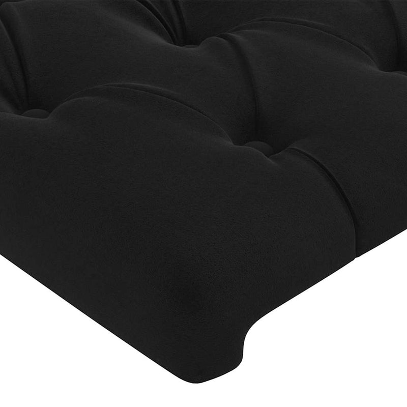 Tăblie de pat cu LED, negru, 160x7x78/88 cm, catifea