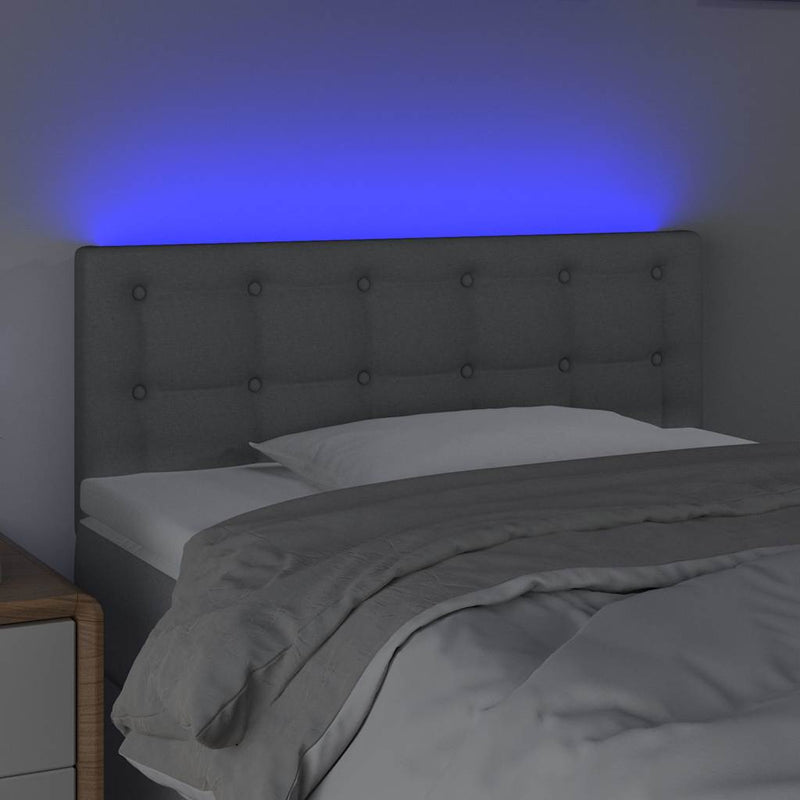Tăblie de pat cu LED, gri deschis, 80x5x78/88 cm, textil