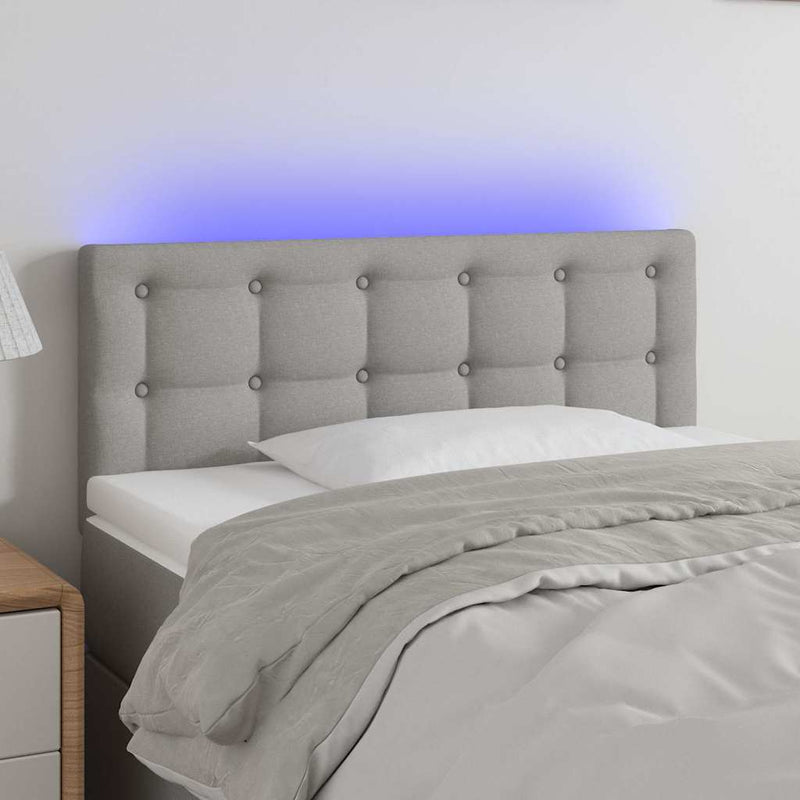 Tăblie de pat cu LED, gri deschis, 80x5x78/88 cm, textil