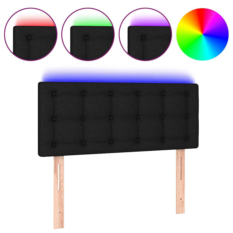 Tăblie de pat cu LED, negru, 80x5x78/88 cm, textil
