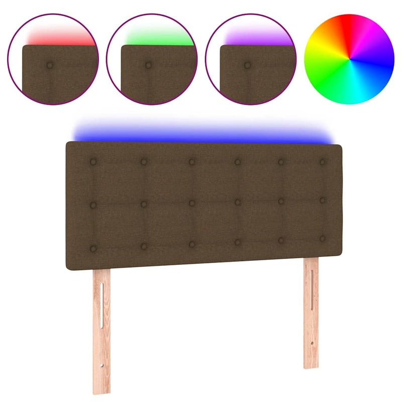 Tăblie de pat cu LED, maro închis, 80x5x78/88 cm, textil