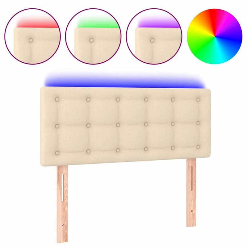 Tăblie de pat cu LED, crem, 80x5x78/88 cm, textil