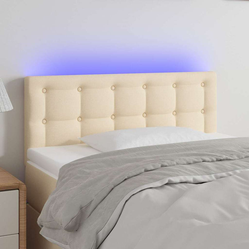 Tăblie de pat cu LED, crem, 80x5x78/88 cm, textil