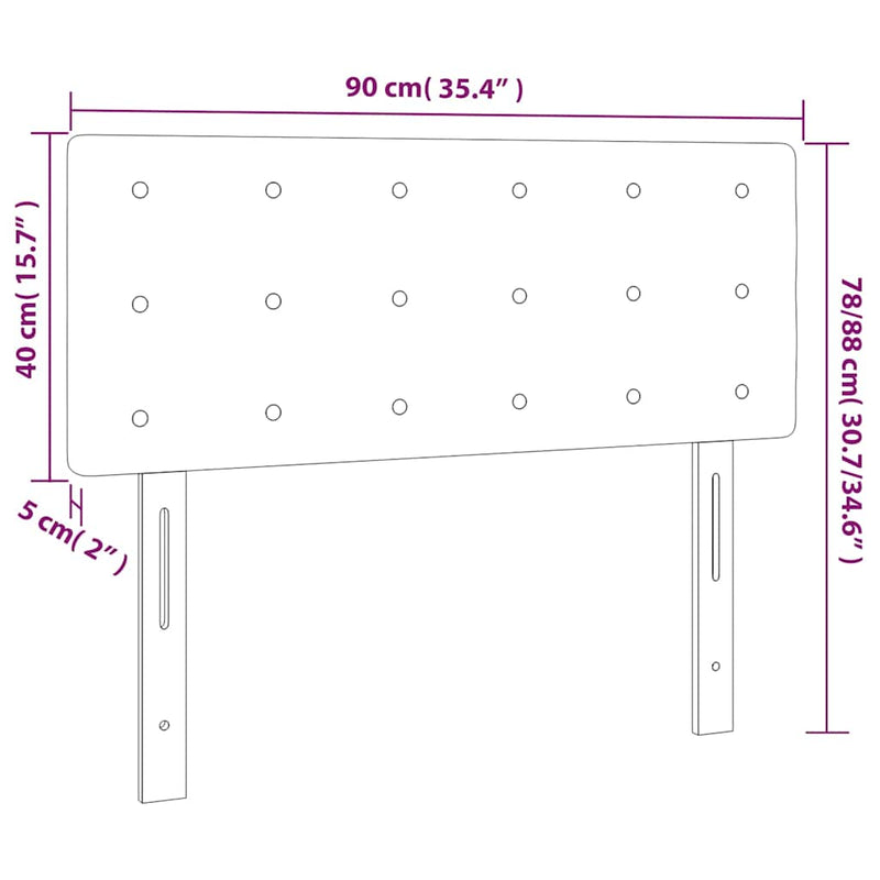Tăblie de pat cu LED, crem, 90x5x78/88 cm, textil