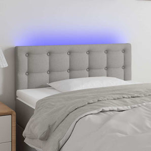 Tăblie de pat cu LED, gri deschis, 100x5x78/88 cm, textil
