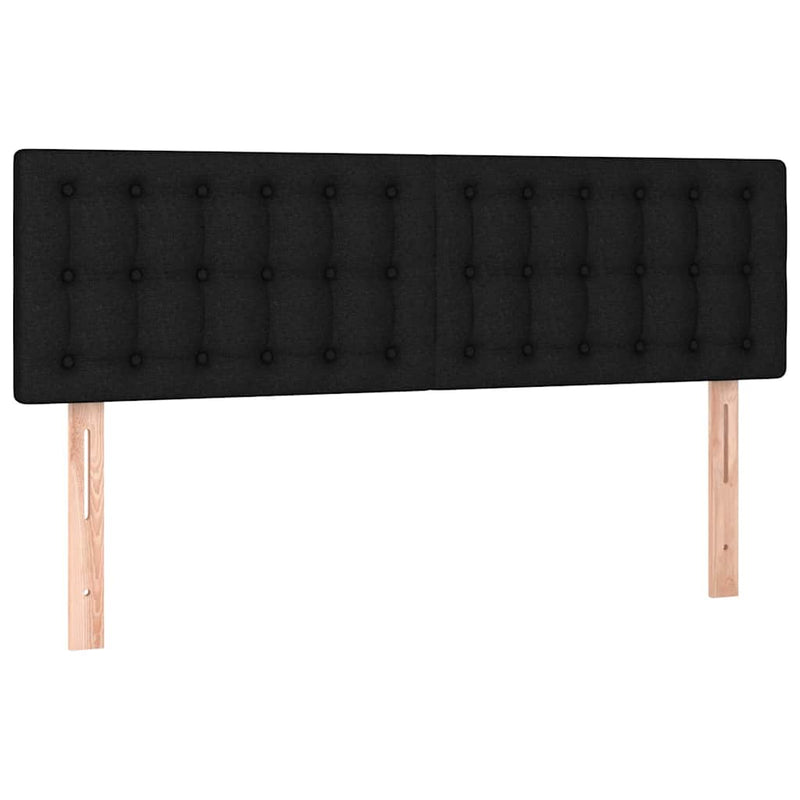 Tăblie de pat cu LED, negru, 144x5x78/88 cm, textil