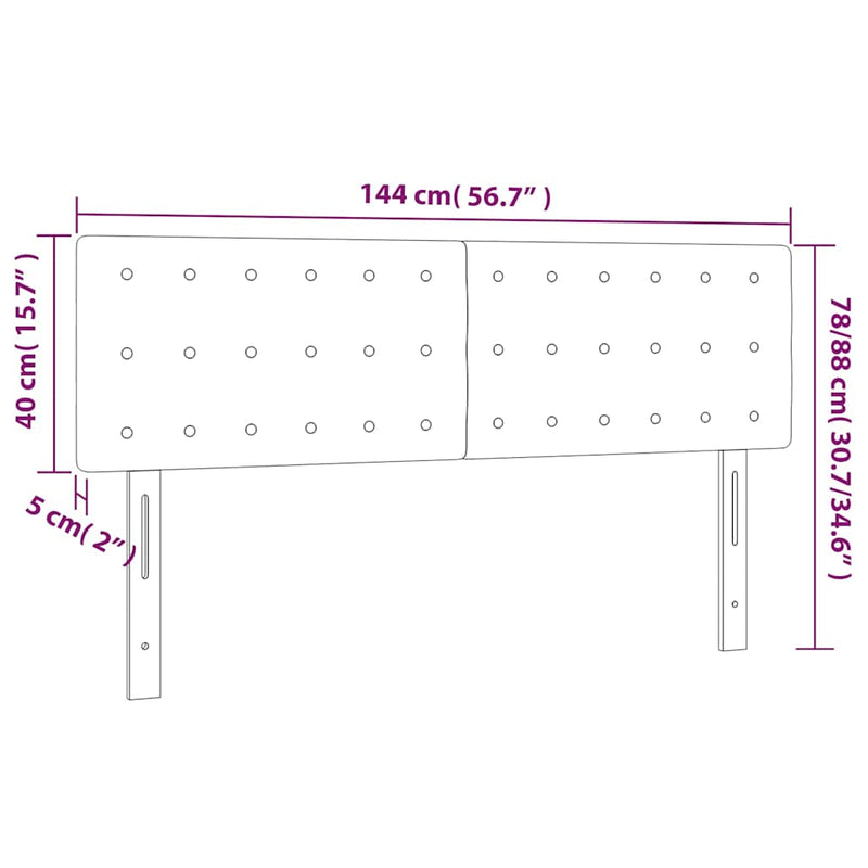 Tăblie de pat cu LED, albastru, 144x5x78/88 cm, textil