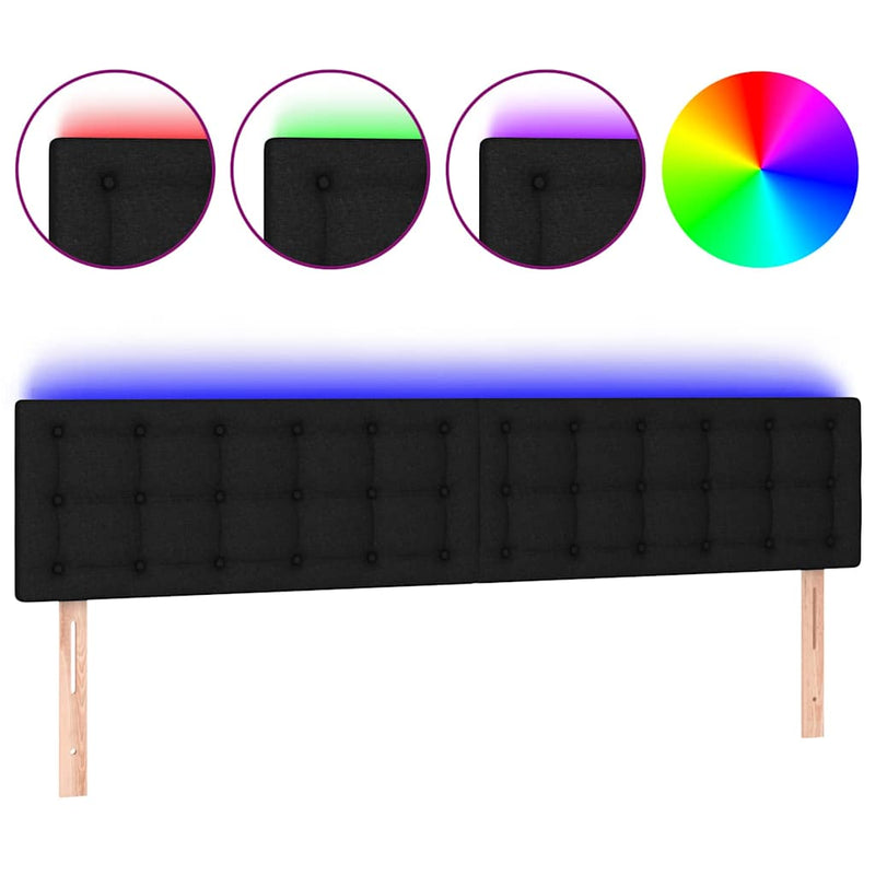 Tăblie de pat cu LED, negru, 160x5x78/88 cm, textil