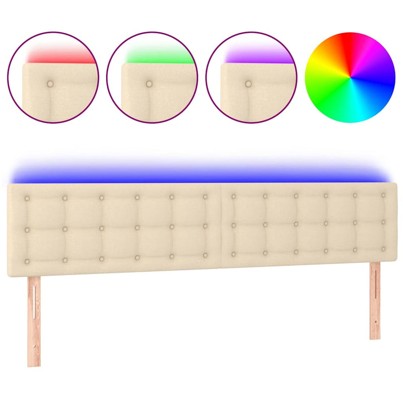 Tăblie de pat cu LED, crem, 160x5x78/88 cm, textil