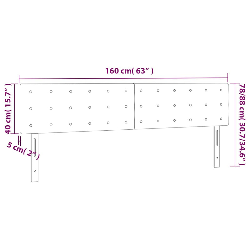 Tăblie de pat cu LED, crem, 160x5x78/88 cm, textil