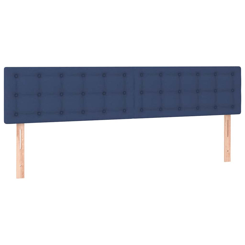 Tăblie de pat cu LED, albastru, 200x5x78/88 cm, textil