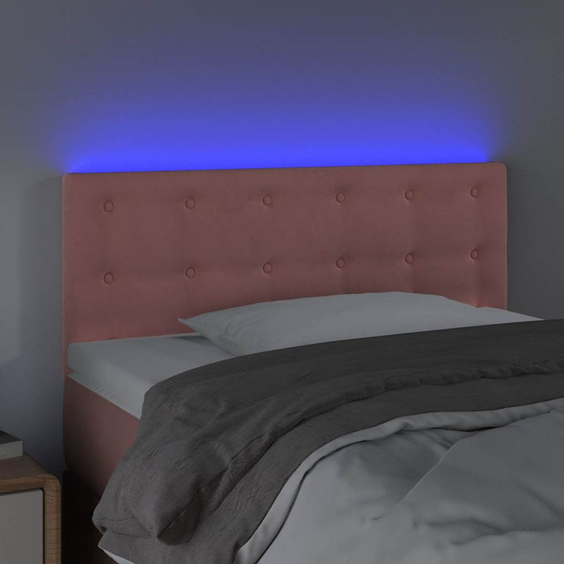 Tăblie de pat cu LED, roz, 80x5x78/88 cm, catifea