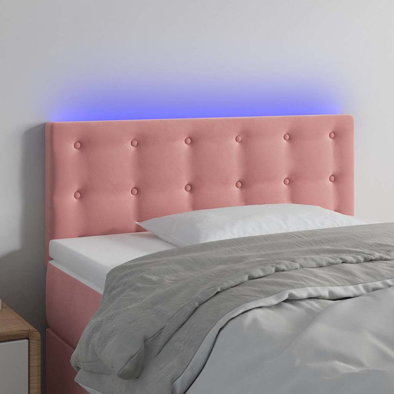 Tăblie de pat cu LED, roz, 80x5x78/88 cm, catifea