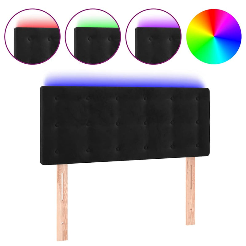 Tăblie de pat cu LED, negru, 90x5x78/88 cm, catifea
