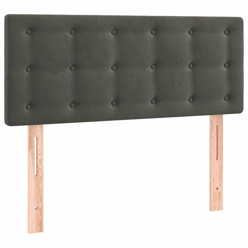 Tăblie de pat cu LED, gri închis, 100x5x78/88 cm, catifea