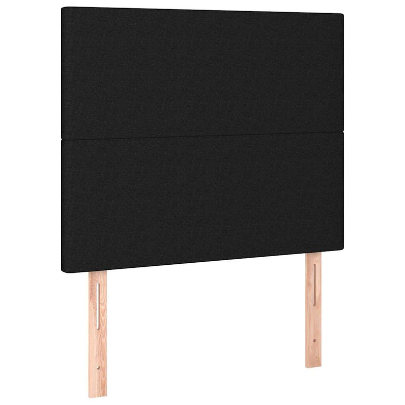 Tăblie de pat cu LED, negru, 80x5x118/128 cm, textil
