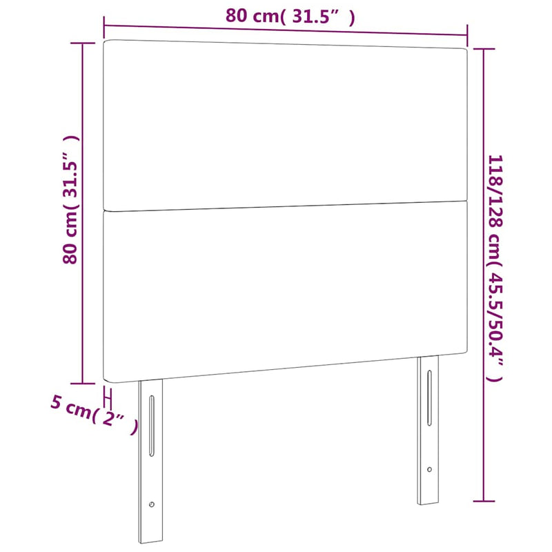 Tăblie de pat cu LED, albastru, 80x5x118/128 cm, textil