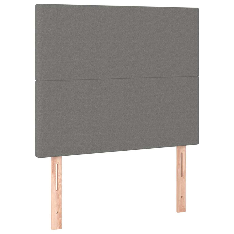Tăblie de pat cu LED, gri închis, 100x5x118/128 cm, textil
