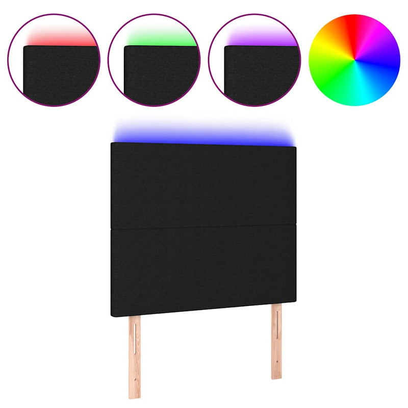 Tăblie de pat cu LED, negru, 100x5x118/128 cm, textil
