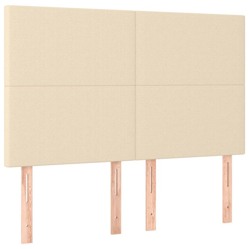 Tăblie de pat cu LED, crem, 144x5x118/128 cm, textil