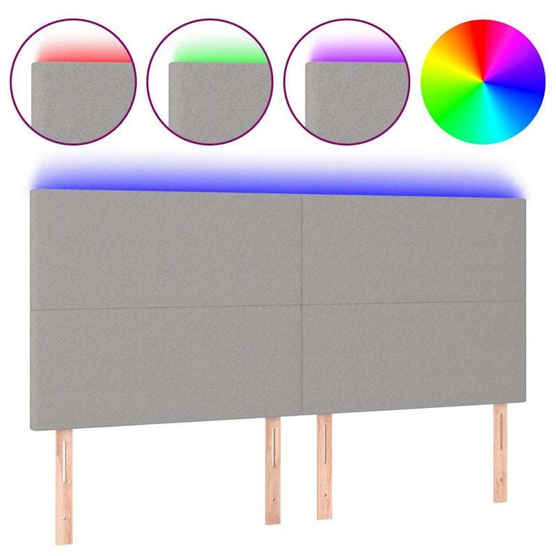 Tăblie de pat cu LED, gri deschis, 160x5x118/128 cm, textil