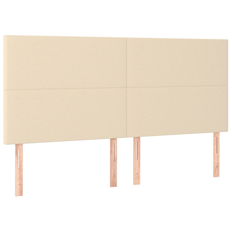 Tăblie de pat cu LED, crem, 200x5x118/128 cm, textil