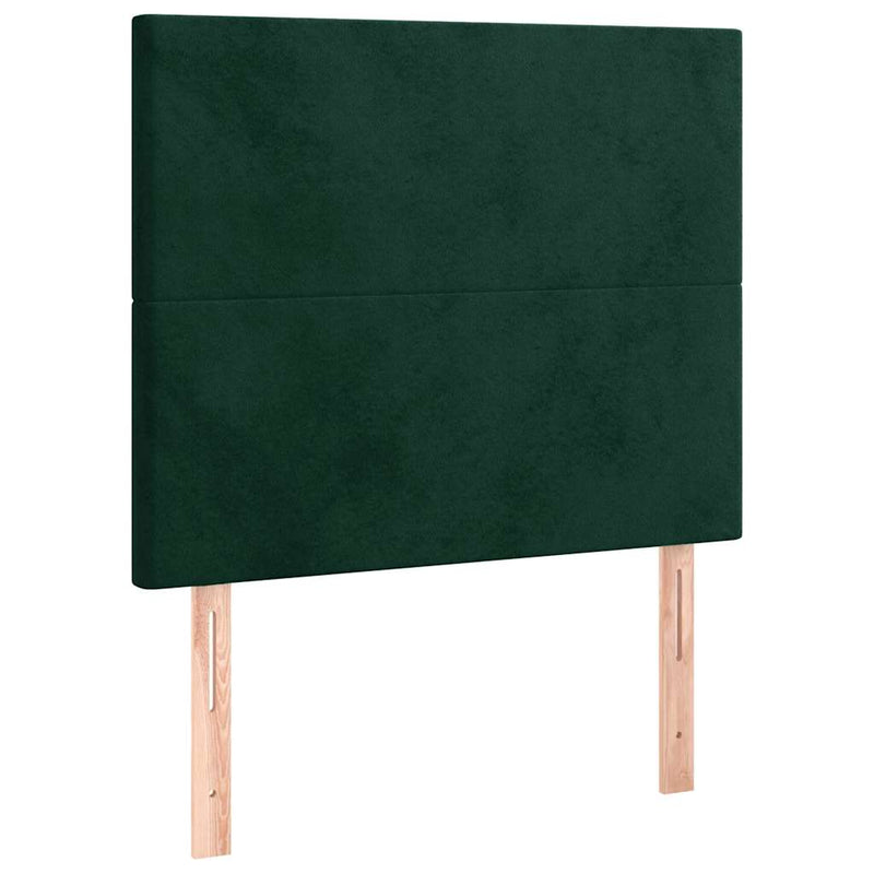 Tăblie de pat cu LED, verde închis, 90x5x118/128 cm, catifea