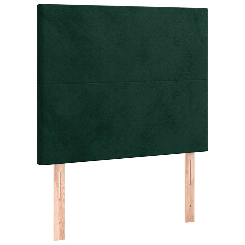 Tăblie de pat cu LED, verde închis, 100x5x118/128 cm, catifea