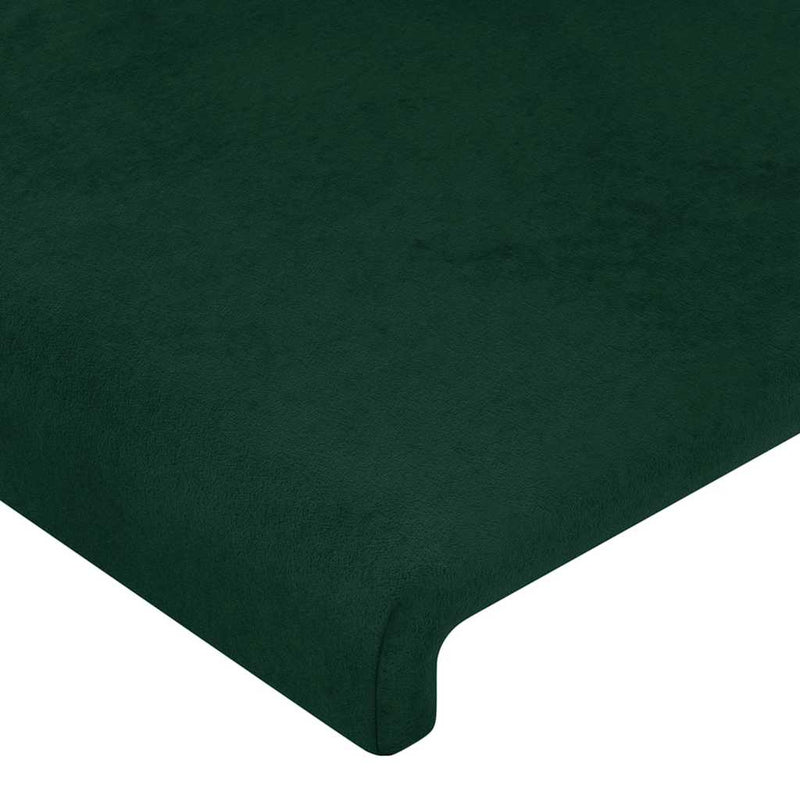 Tăblie de pat cu LED, verde închis, 100x5x118/128 cm, catifea