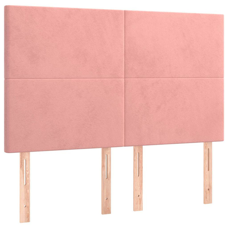 Tăblie de pat cu LED, roz, 144x5x118/128 cm, catifea